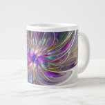 Caneca De Café Grande Flor de Arte Abstrato, Enérgica e Colorida<br><div class="desc">Uma flor de fantasia multicolor e poderosa, uma única Design de Arte Fractal floral para a sua caneca de café gigante e muito mais.</div>