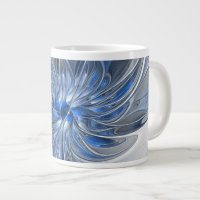Flor de Arte Fracionada com Cinza Azul abstrato