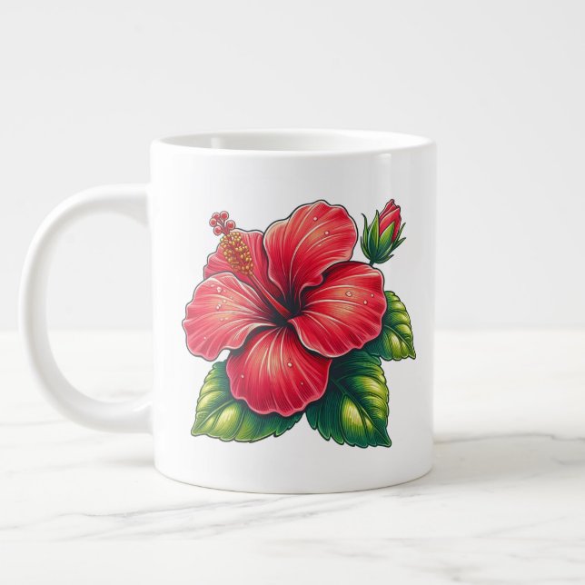 Caneca De Café Grande Flor de hibiscus (Esquerda)