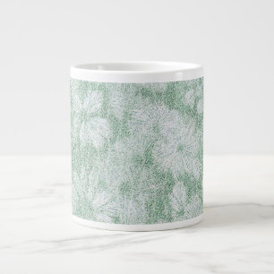 Caneca De Café Grande Flor de Margarida Veludo Verde Menta