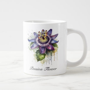 Caneca De Café Grande Flor de Paixão Roxa Apaixonada