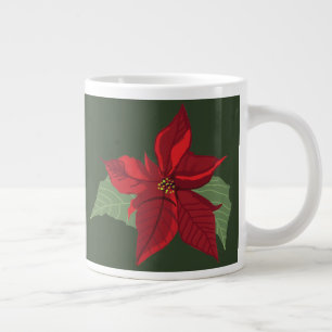 Caneca De Café Grande Flor de Poinsettia - Natal - Ornamento de Cerâmica