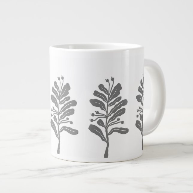Caneca De Café Grande Flor de silhueta mínima botânica (Frente Esquerda)