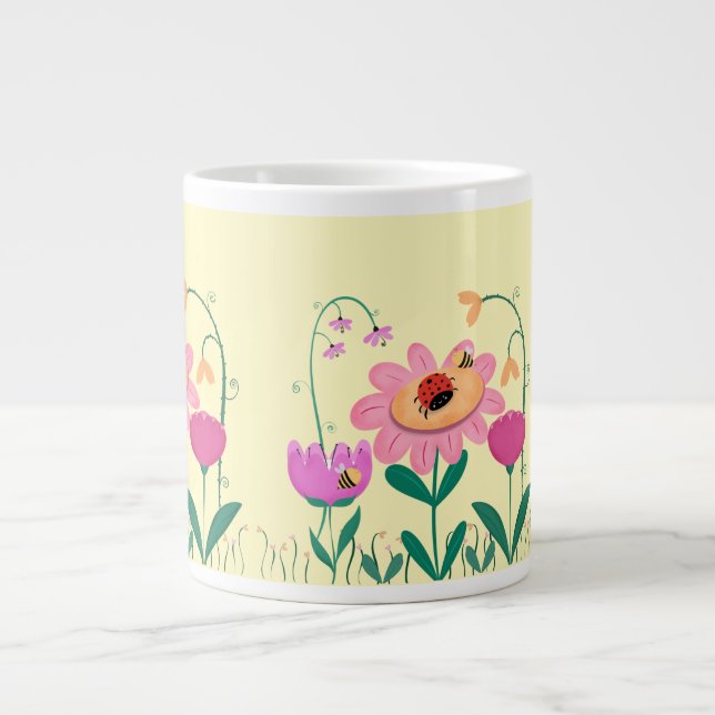 Caneca De Café Grande Flor Feliz (Frente)