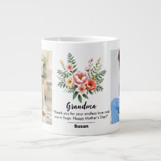 Caneca De Café Grande Flor Floral Dia de as mães Granma Gift Jumbo