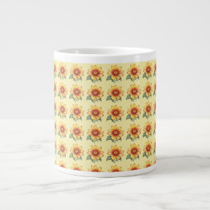 Caneca De Café Grande Flor Laranja