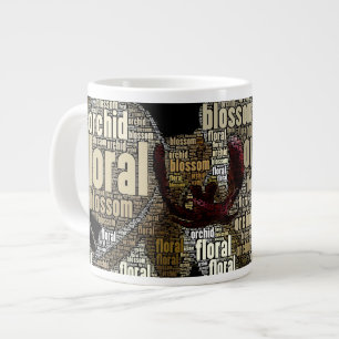 Caneca De Café Grande Flor Orquídea Sobre Nuvem Negra