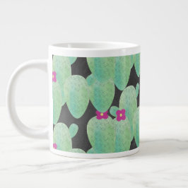 Caneca De Café Grande Flor Rosa Cactus Art
