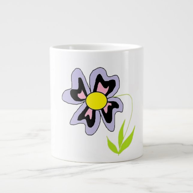 Caneca De Café Grande flor roxa (Frente)