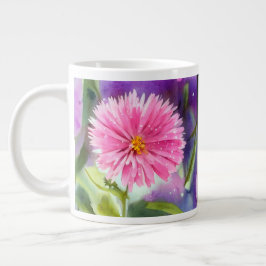 Caneca De Café Grande Flor Roxo