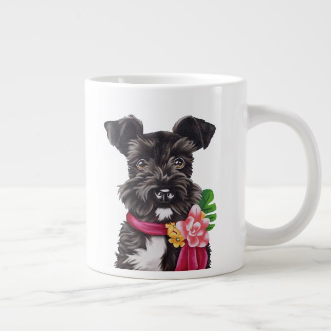 Caneca De Café Grande Flor Schnauzer (Direita)