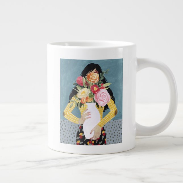 Caneca De Café Grande Flor Vase Girl (Direita)