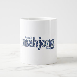 Caneca De Café Grande Floral Chinoiserie Azul Mahjong Personalizado