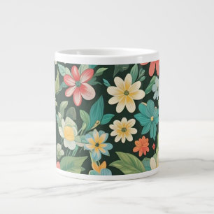 Caneca De Café Grande Floral Colorido/Primavera