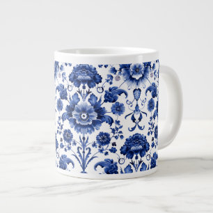Caneca De Café Grande Floral Delft Blue