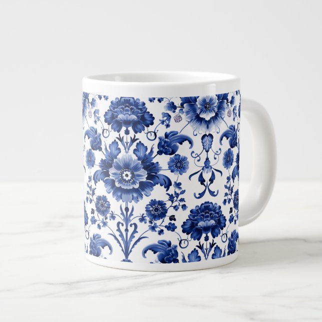 Caneca De Café Grande Floral Delft Blue (Frente Esquerda)