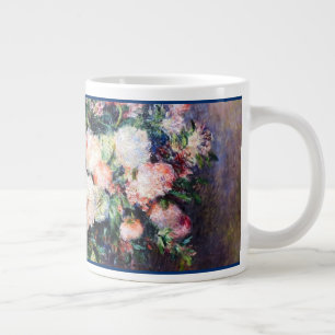Caneca De Café Grande Floral Padrões Flores Folhagem Branca Rosa Vermelh