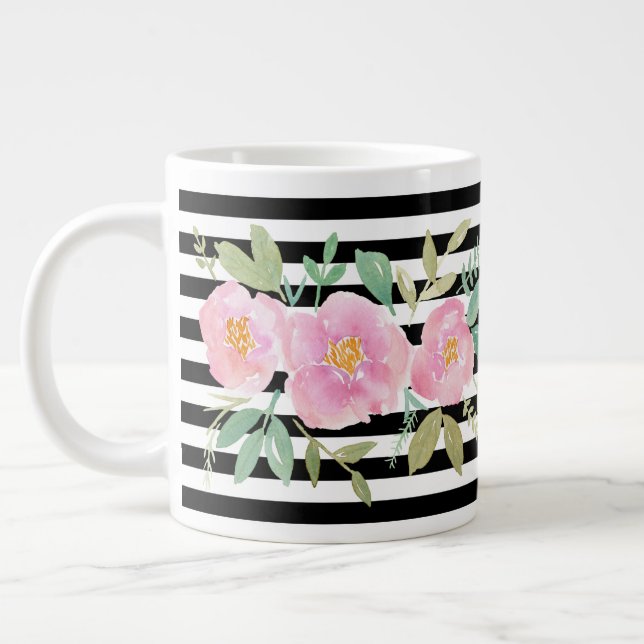Caneca De Café Grande Floral Personalizado (Esquerda)