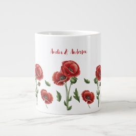 Caneca De Café Grande Floral Personalizado de Papas Vermelhas