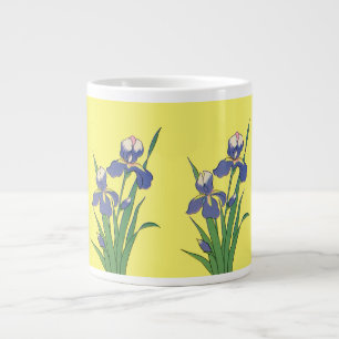 Caneca De Café Grande Floral Vintage, Flores de Íris de Jardim de Primav