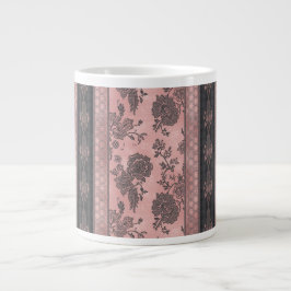 Caneca De Café Grande Floral vintage rose & charcoal AI art 