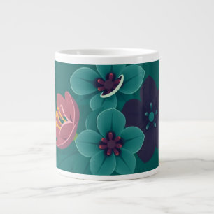 Caneca De Café Grande Flores
