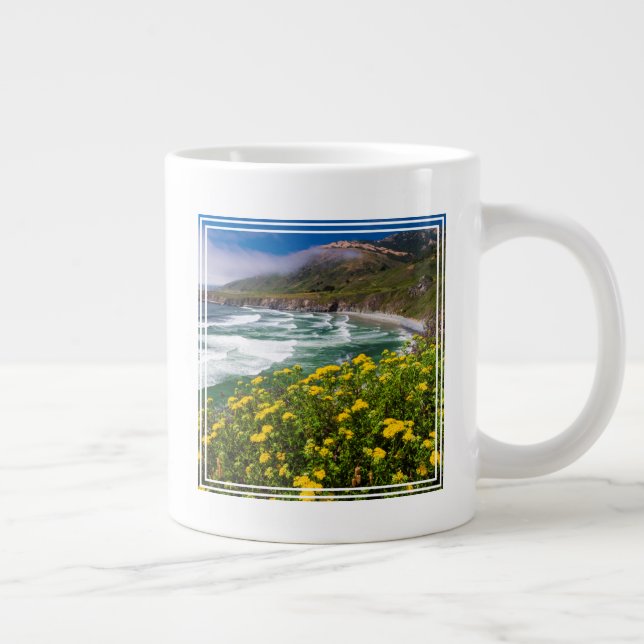 Caneca De Café Grande Flores Acima da Praia Sand Dollar (Direita)