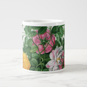 Caneca De Café Grande Flores Antigas em Flor, Rosas de Jardim da Primave