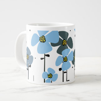 Caneca De Café Grande Flores azuis