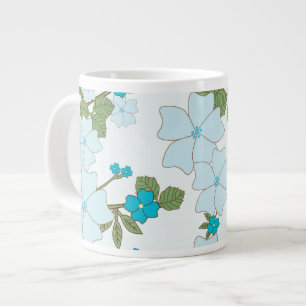 Caneca De Café Grande Flores Azuis, Padrão Floral, Padrão De Flores