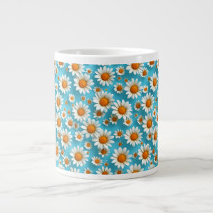 Caneca De Café Grande Flores Brancas Lindas Margaridas