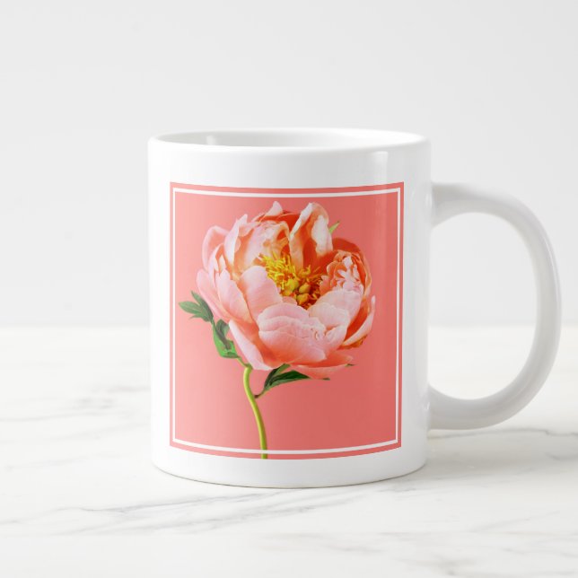 Caneca De Café Grande Flores | Coral Peony Blossom (Direita)