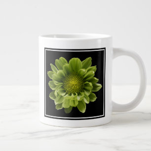 Caneca De Café Grande Flores   Crolisântemo Verde