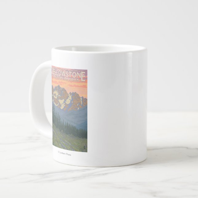 Caneca De Café Grande Flores da primavera - Parque Nacional Yellowstone (Frente Esquerda)
