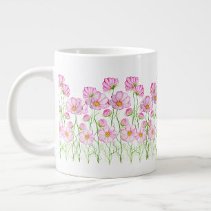 Caneca De Café Grande Flores de aquarela cúbicas Cosméas Café Mu com Doi