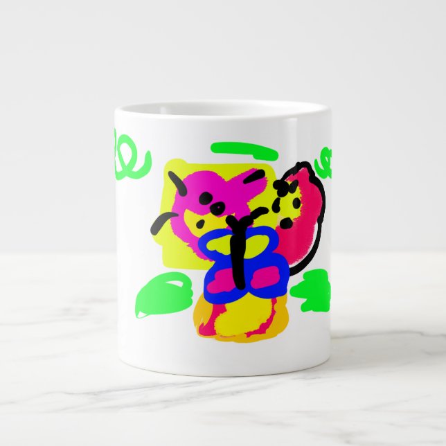 Caneca De Café Grande Flores de borboleta (Frente)