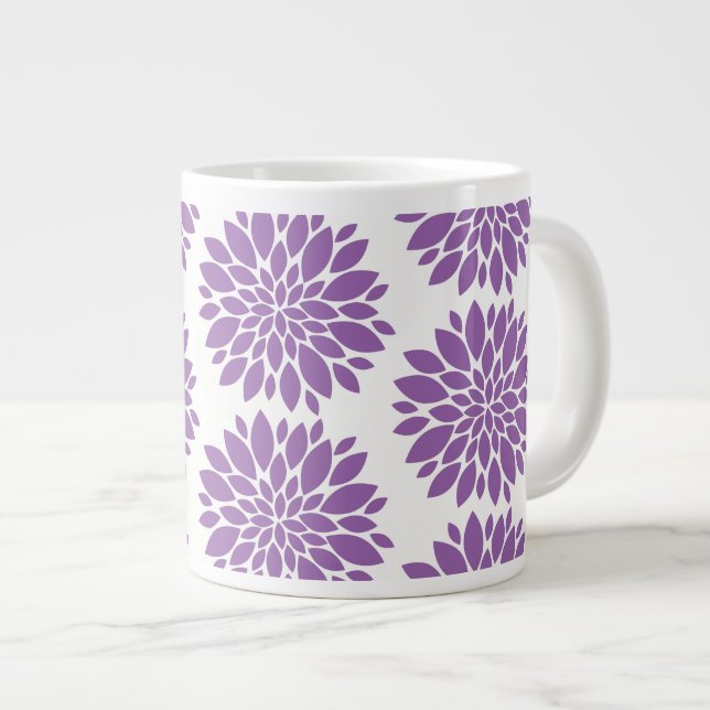 Caneca De Café Grande Flores De Grandes Mug-Purple (Frente Esquerda)