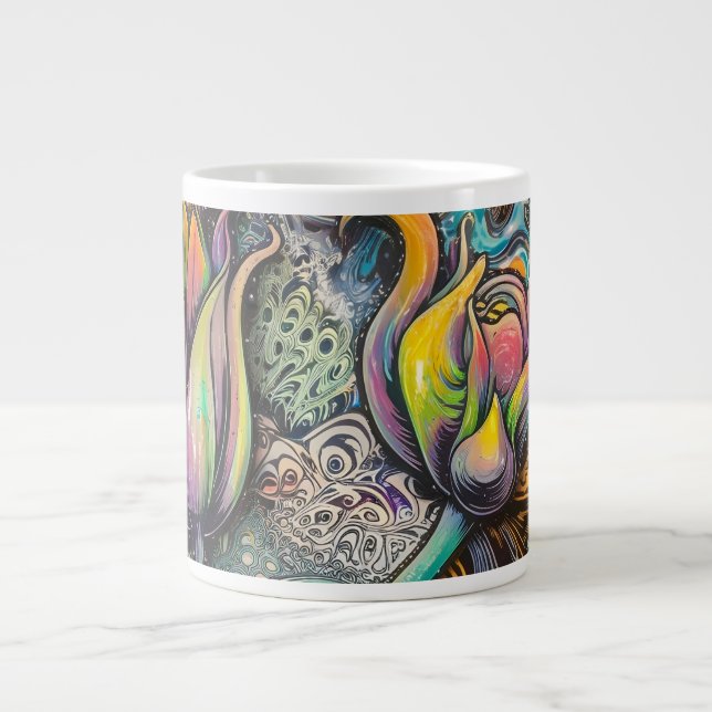Caneca De Café Grande Flores de Mandala (Frente)