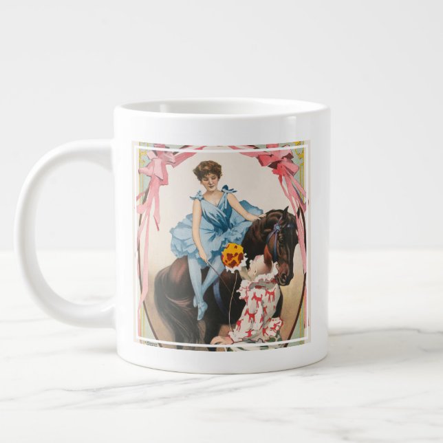 Caneca De Café Grande Flores De Palhaço Para Uma Mulher Em Horseback (Esquerda)