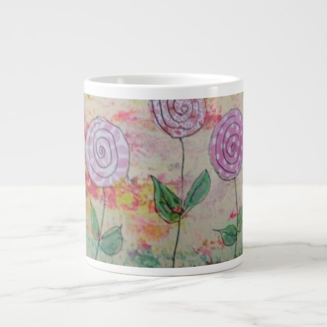 Caneca De Café Grande Flores de pirulito (Frente)