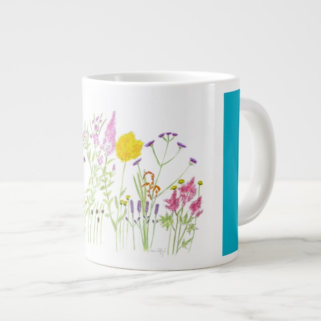 Caneca De Café Grande Flores de verão (Frente Esquerda)