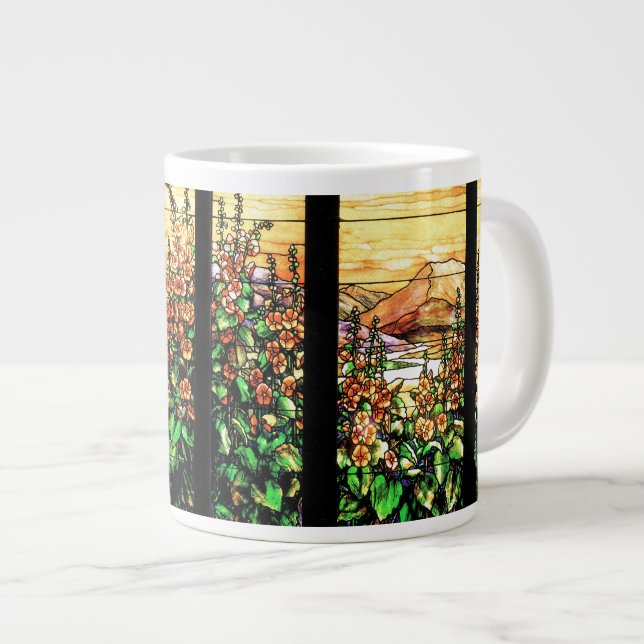 Caneca De Café Grande Flores De Vidro Tiffany, Jumbo Mug (Frente Esquerda)