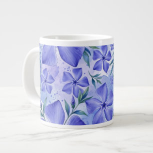 Caneca De Café Grande Flores de Vinca Azul Violeta Vinca Blossoms