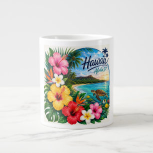 Caneca De Café Grande Flores do Havaí