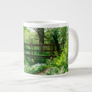 Caneca De Café Grande Flores Flores brancas na floresta