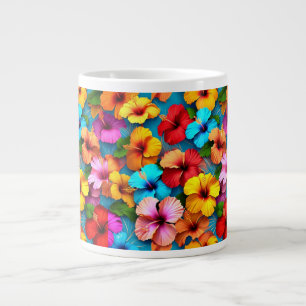 Caneca De Café Grande Flores Multicoloridas Florais Padrão-36355