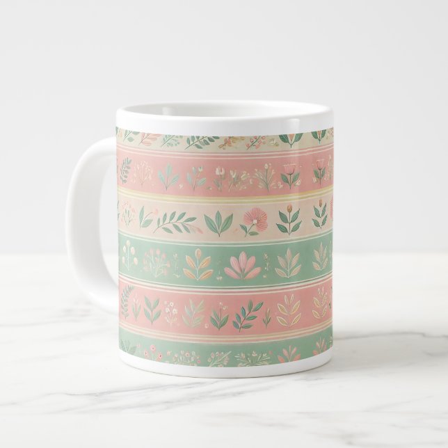 Caneca De Café Grande Flores na lata de café (Frente Esquerda)