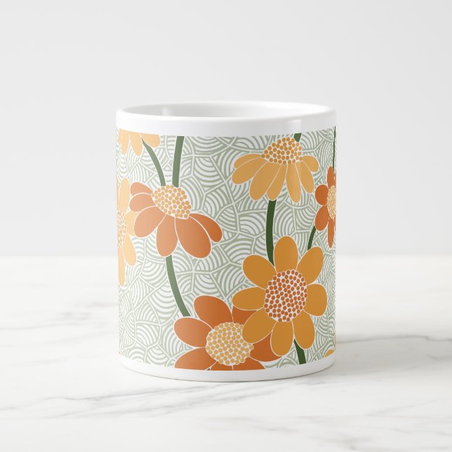 Caneca De Café Grande Flores retrorreflectoras bonito mudas na década de (Frente)