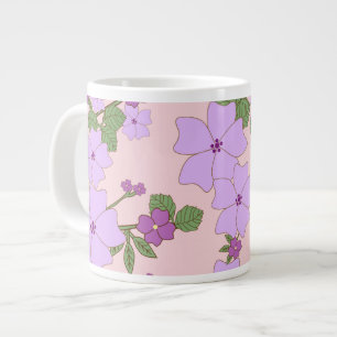 Caneca De Café Grande Flores Roxas, Padrão Floral, Padrão De Flores