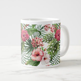 Caneca De Café Grande Flores Tropicais Aquarela Moderna fina Floral
